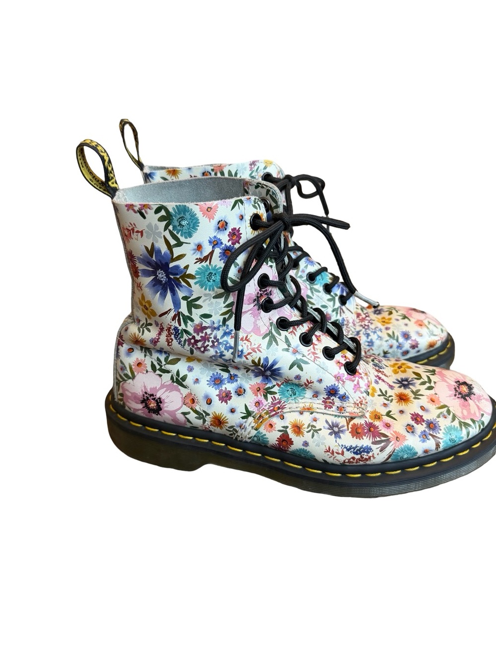 Dr. Martens Pascal Wanderlust Lace-Up Boots Bone Colorful Floral Size 9 Women's - Picture 5 of 11